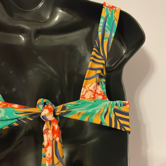 Aerie Yellow Orange Pineapple Tropical Wide Strap Scoop Bikini Top size M - Picture 11 of 13